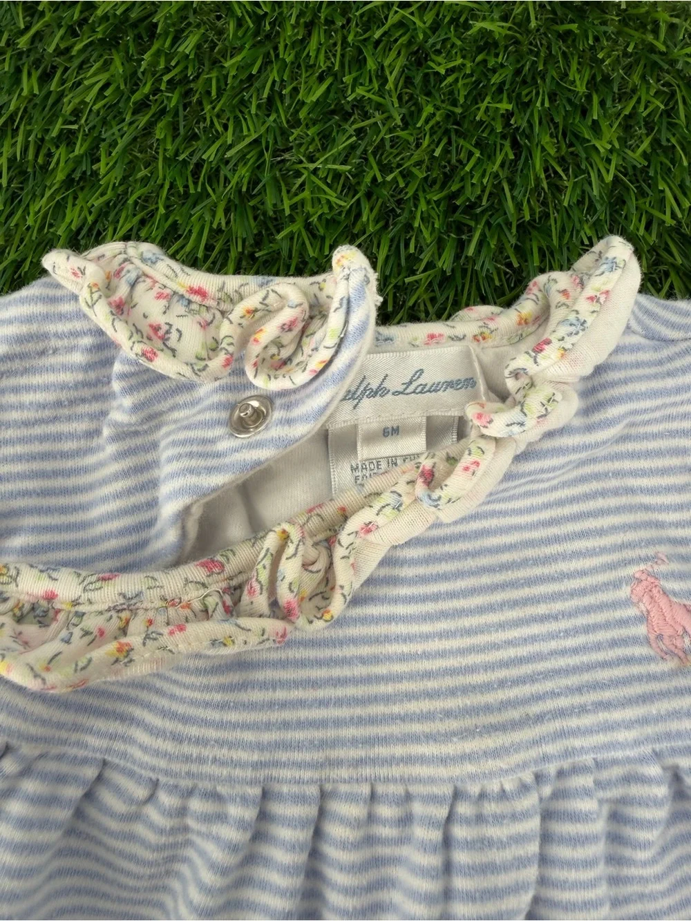 Ralph Lauren Baby 6 Months Long Sleeve Onesie & Navy Blue Cable Knit Sweater Lot